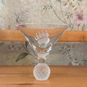 Elegant Clear and Frosted Glass Martini Glass - Bear Paw Print